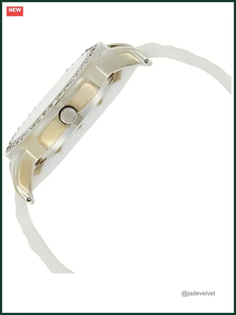 Silver-Tone Analog Watch Crystal-Accent Bezel 7 Interchangeable Silicone Bands